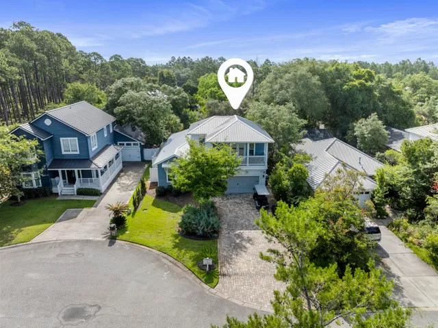 an aerial view of a house