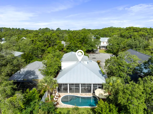 an aerial view of a house