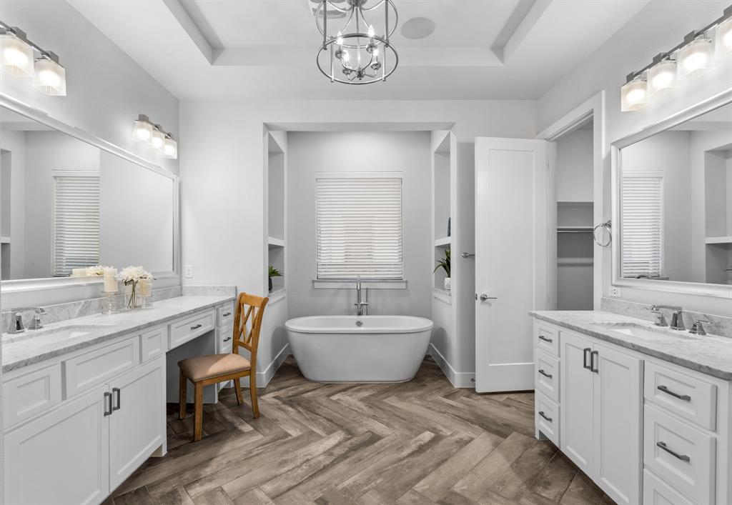 4003 Marble Hill Road Frisco, TX 75034 - Photo 21 of 40 a spacious bathroom with a double vanity sink mirror and a