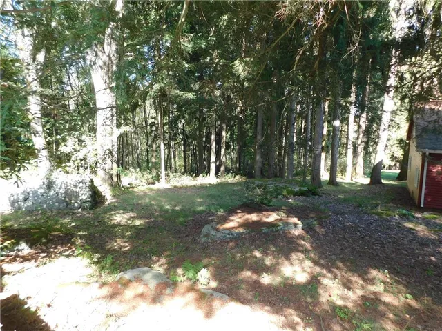 a backyard of a house with lots of green space