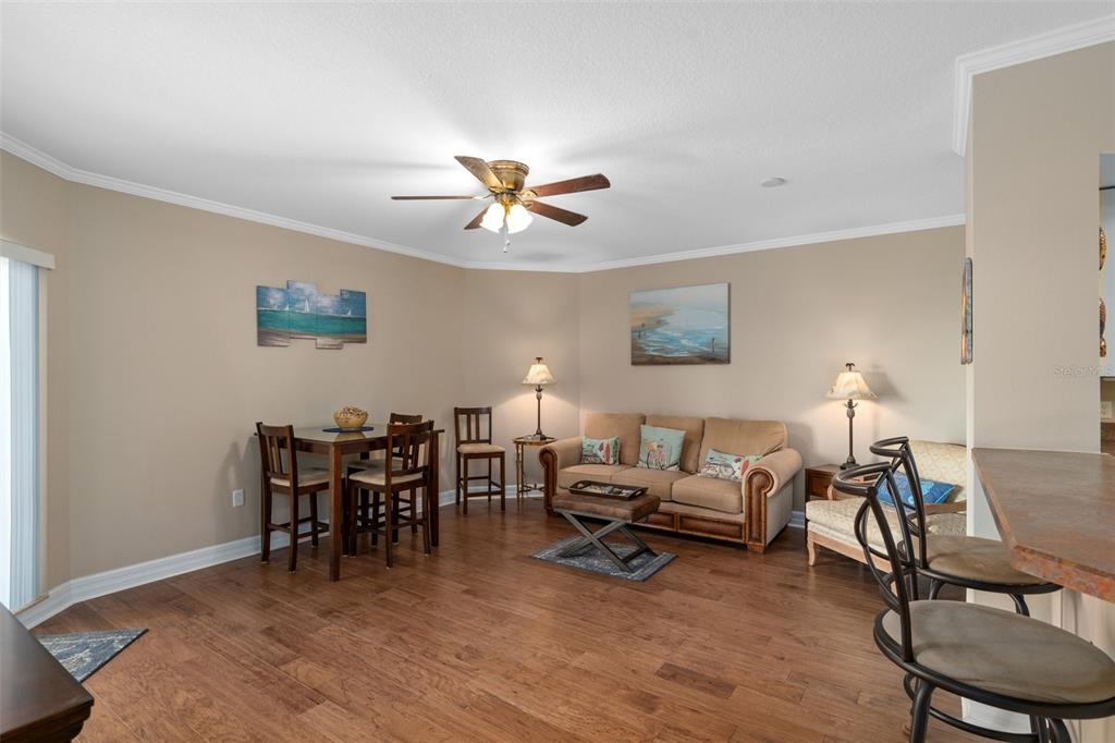 4516 Seagull Drive, Unit 810 New Port Richey, FL 34652 - Photo 26 of 54 a living room with furniture a dining table and a lamp