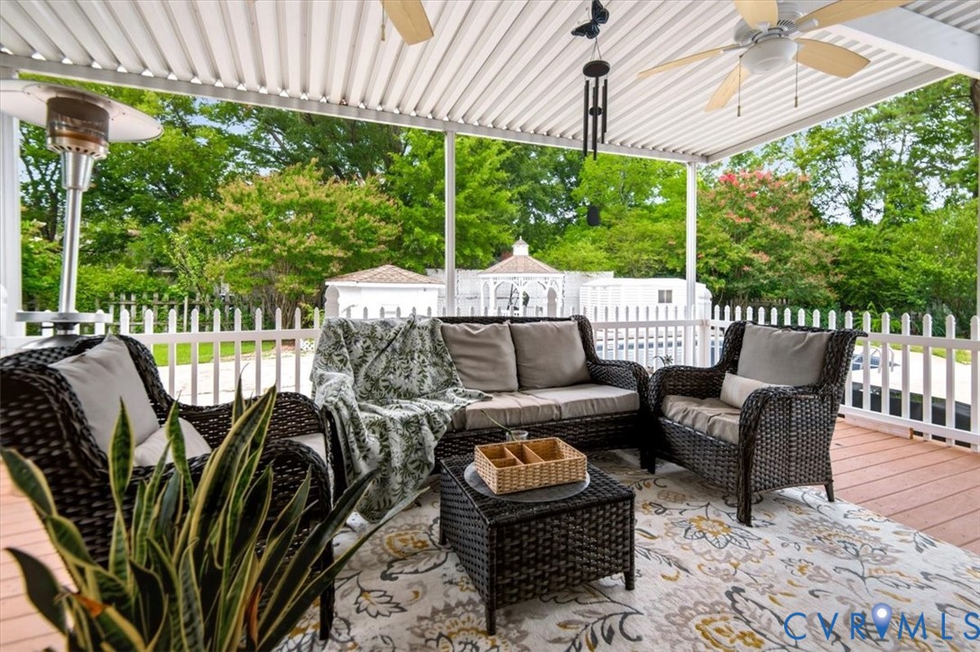 4508 Ridgecrest Lane Colonial Heights, VA 23834 - Photo 47 of 52 Covered outdoor patio featuring a slatted ceiling,