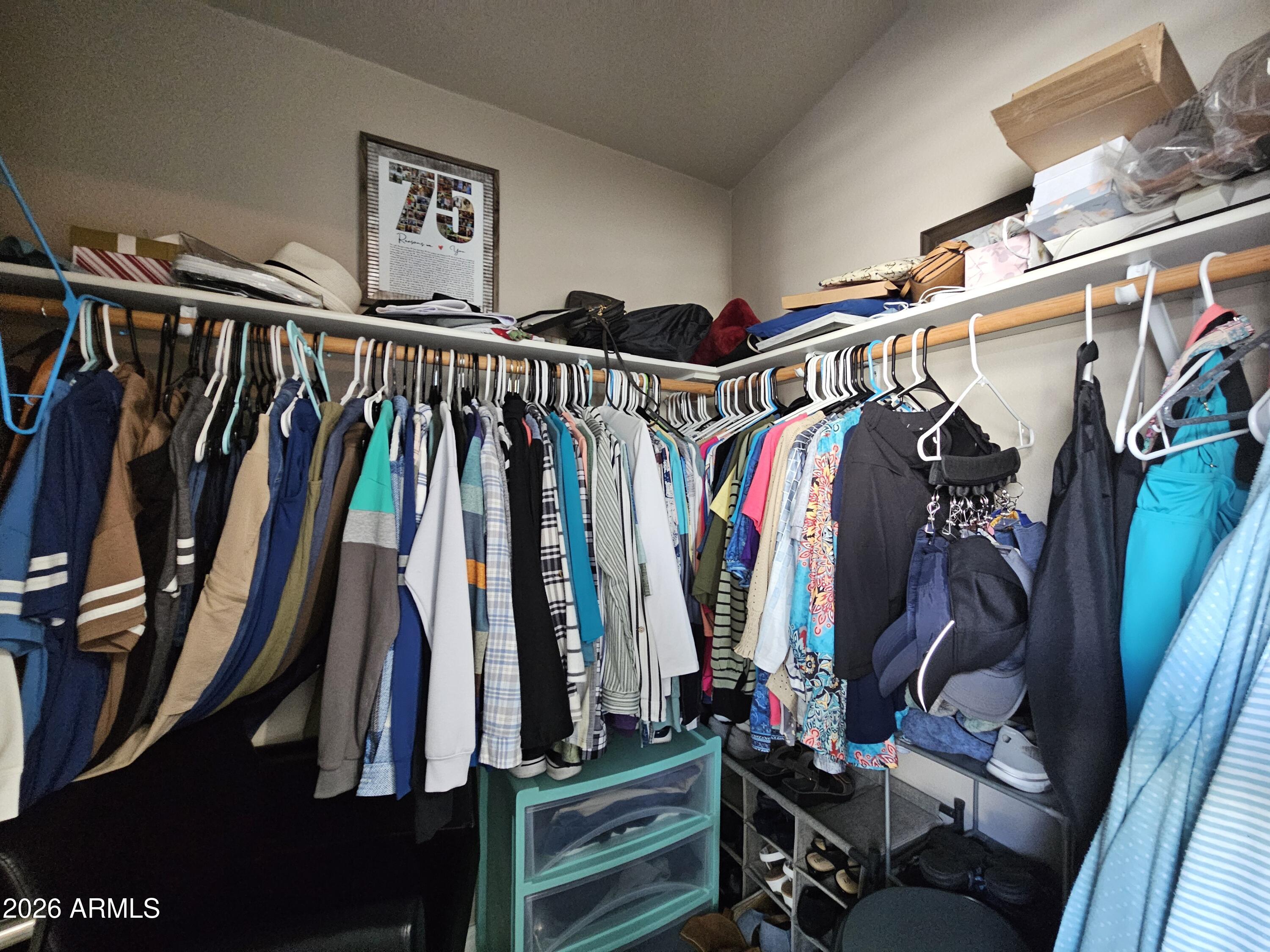 650 North Hawes Road, Unit 3406 Mesa, AZ 85207 - Photo 28 of 45 a view of walk in closet with clothes and shoes