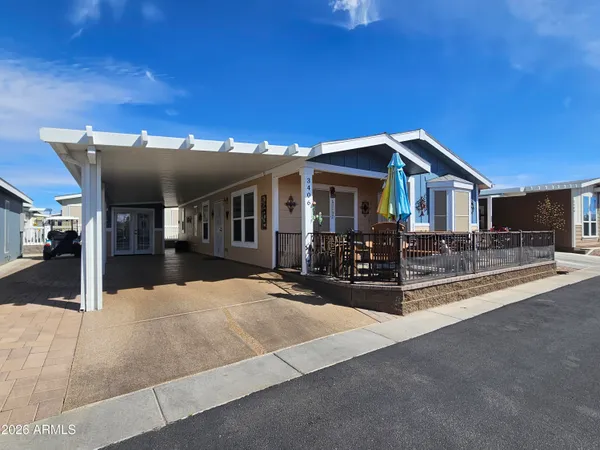 a view of a house with a patio
