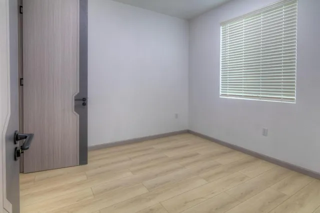an empty room with closet