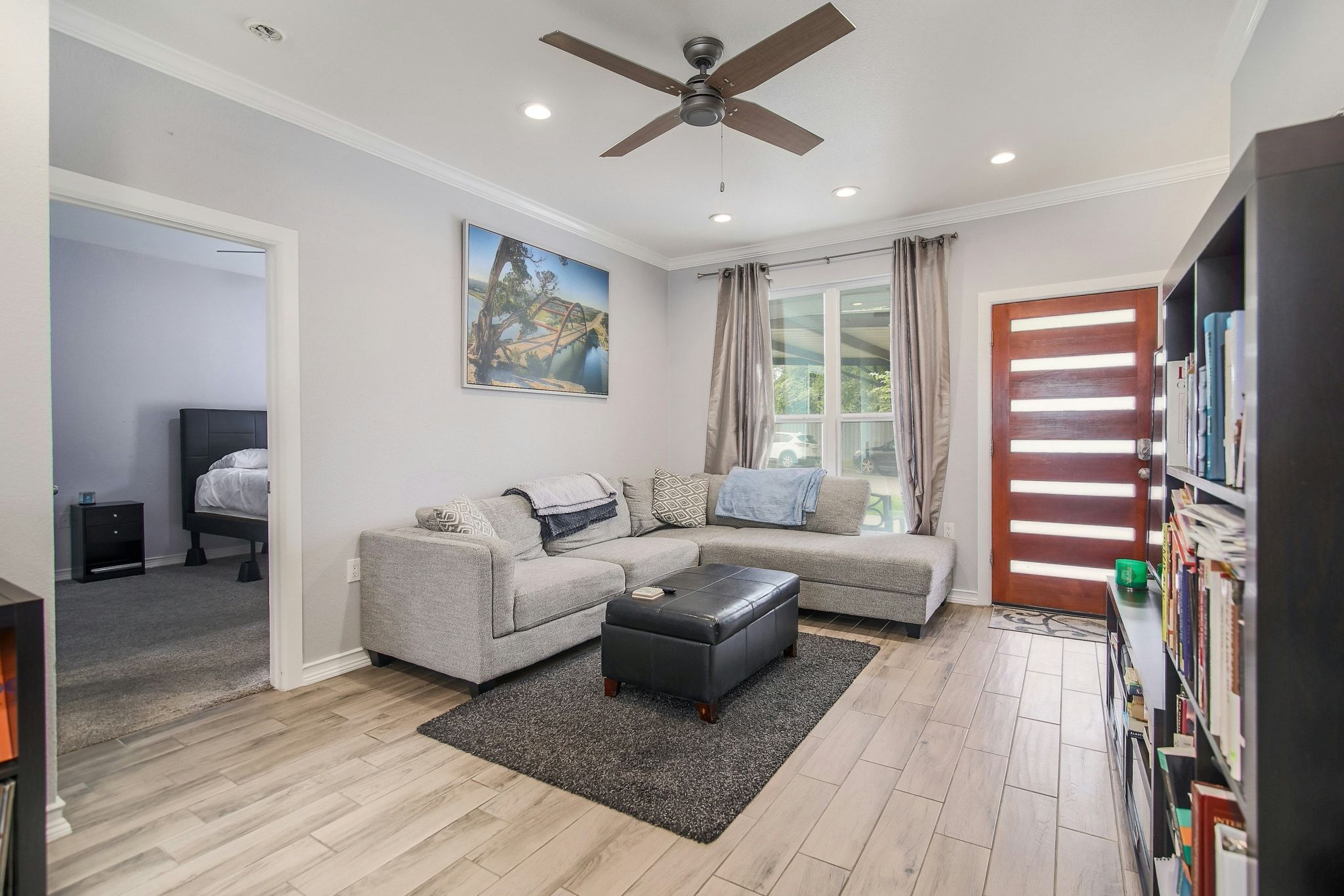 2109 Maxwell Lane, Unit A Austin, TX 78741 - Photo 9 of 27 a living room with furniture and a fireplace
