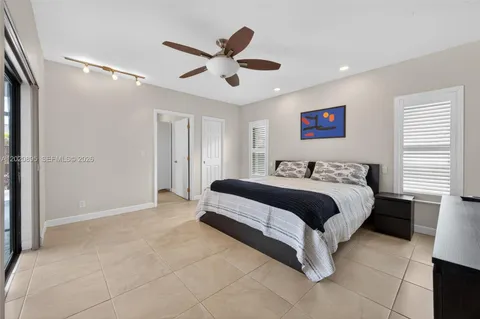 a bedroom with a large bed and a flat screen tv