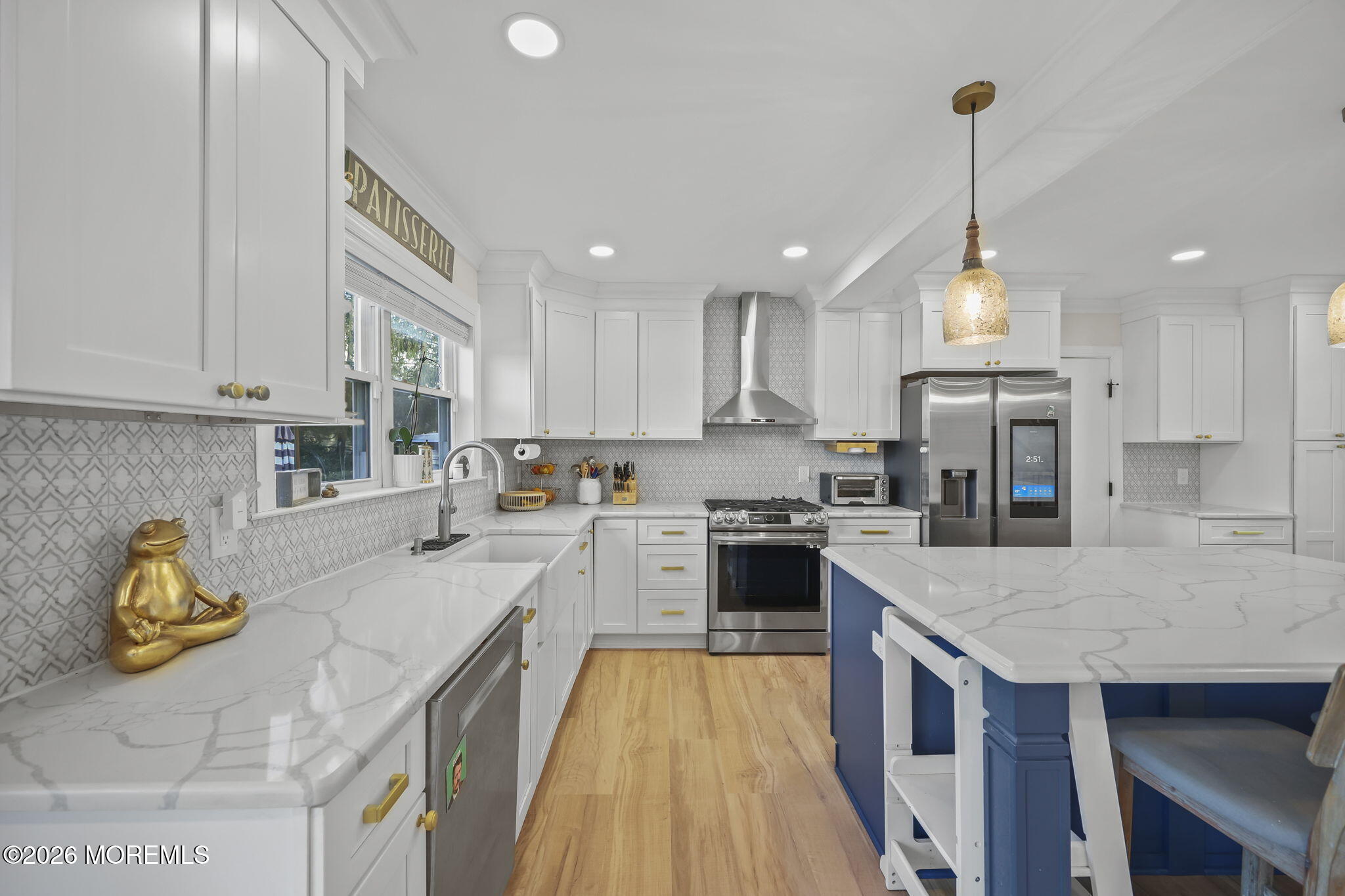 91 Davis Lane Red Bank, NJ 07701 - Photo 48 of 87 a large kitchen with stainless steel appliances granite countertop a stove top oven a sink dishwasher and a refrigerator