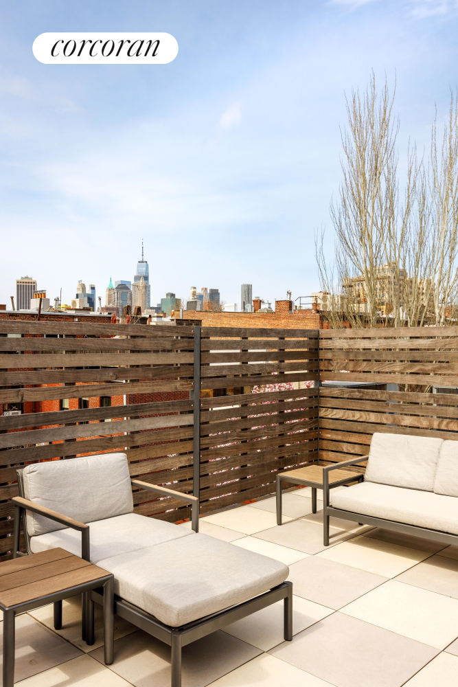 52 Sidney Place Brooklyn, NY 11201 - Photo 20 of 28 a view of a terrace with wooden benches