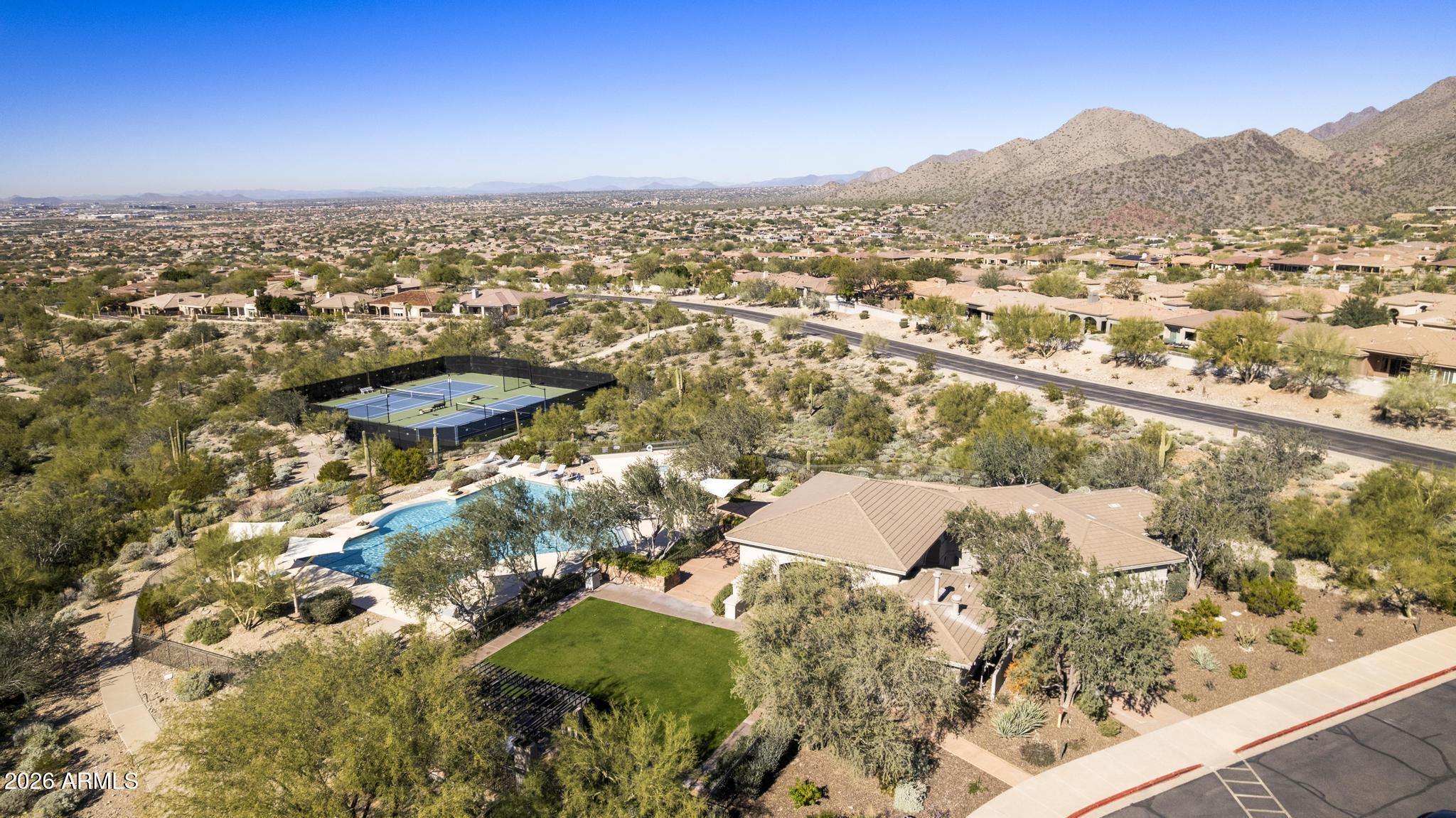 11448 East Raintree Drive Scottsdale, AZ 85255 - Photo 33 of 37 an aerial view of residential houses with outdoor space