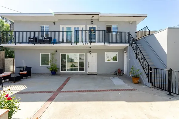 a view of a building with a porch