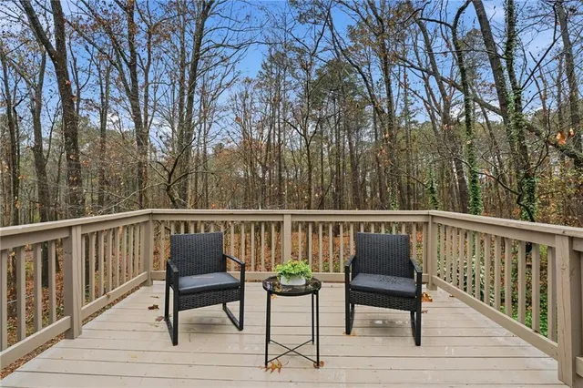 a view of a two chairs on deck