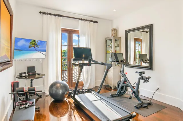a room with gym equipment
