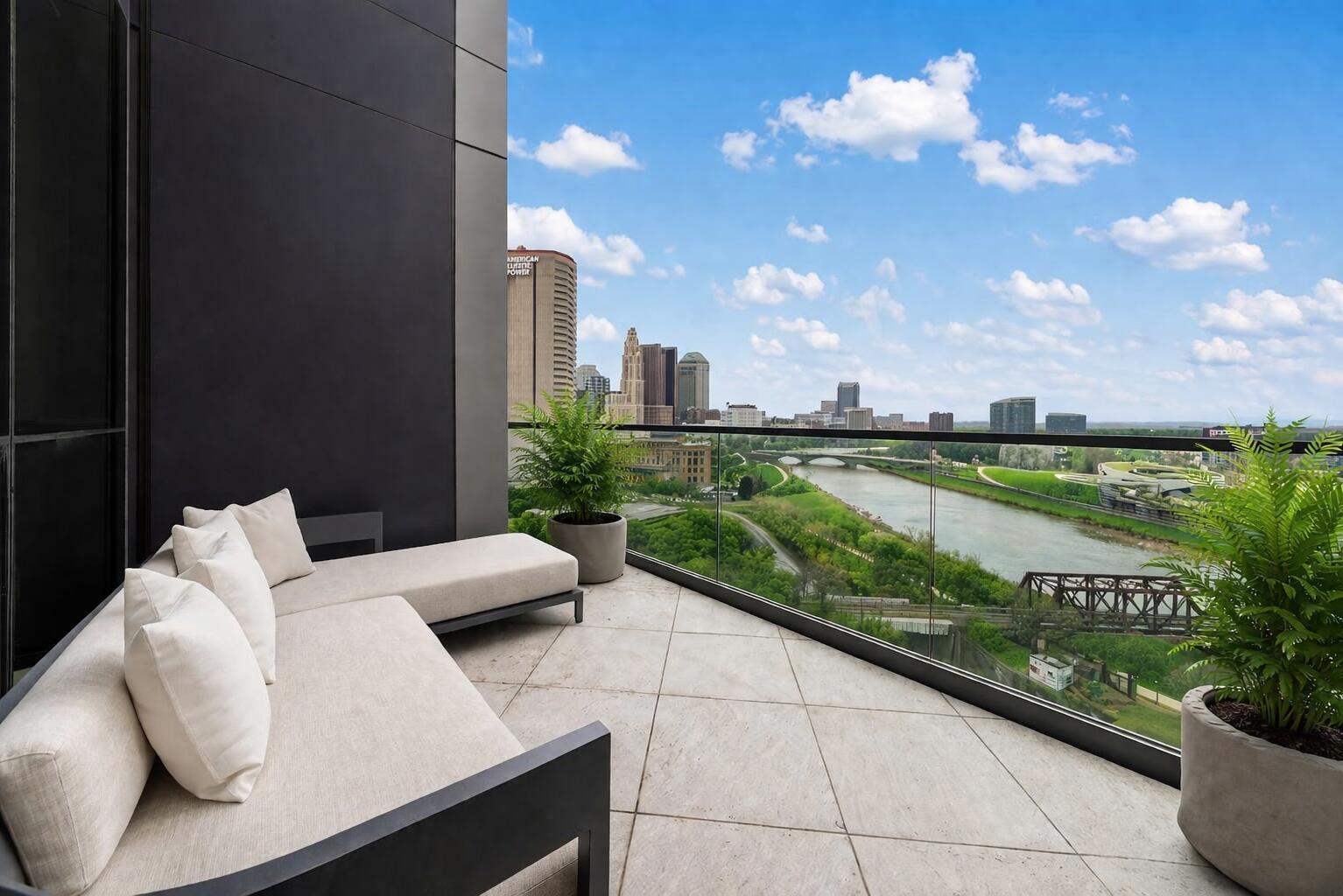 250 West Spring Street, Unit 1214 Columbus, OH 43215 - Photo 27 of 36 Modern balcony with city skyline view