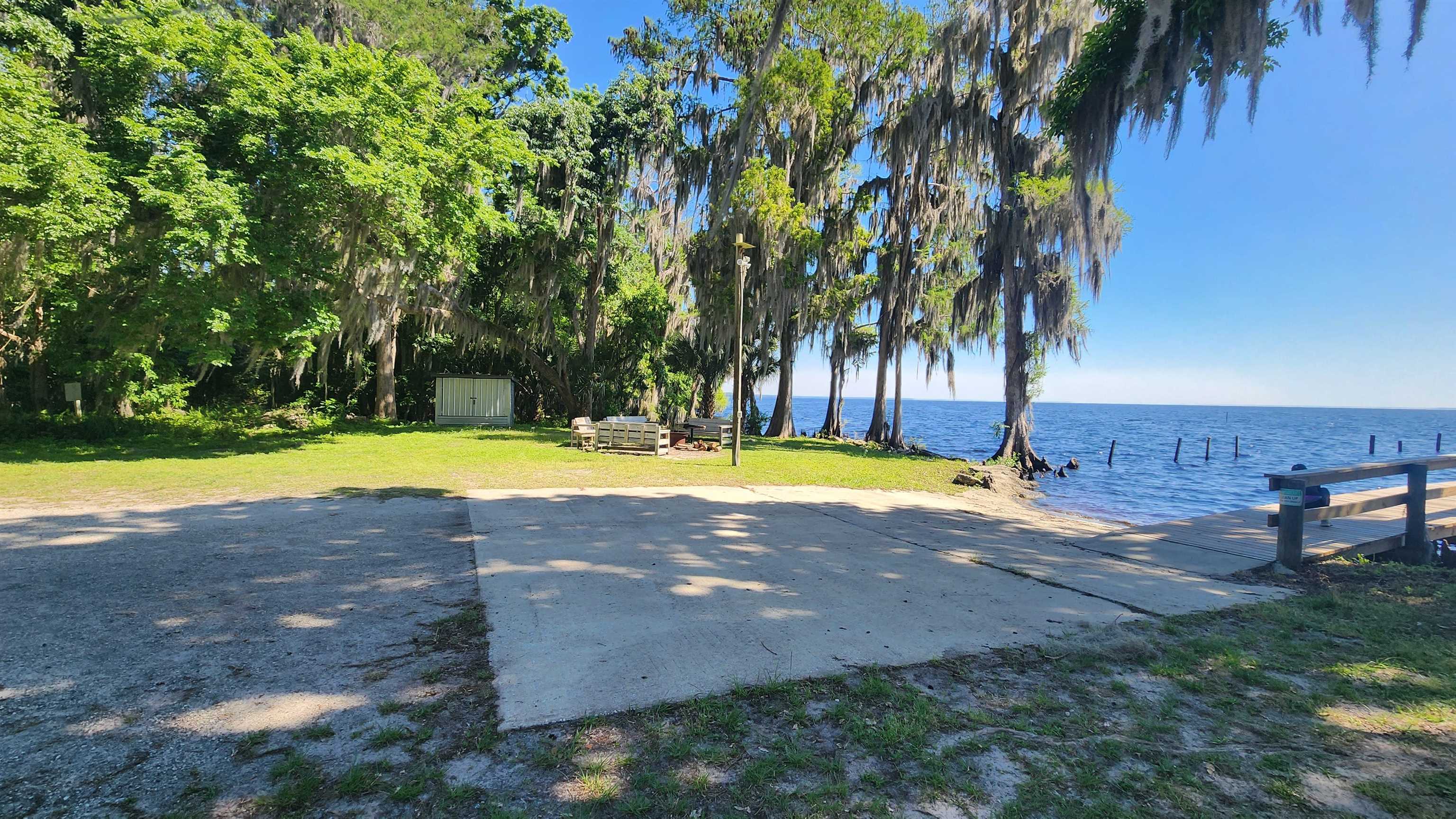 131 Georgetown Denver Road Georgetown, FL 32139 - Photo 6 of 11 a view of a swimming pool with a lawn chairs under palm trees