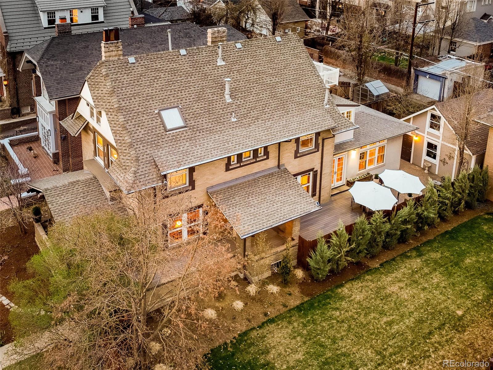 720 Franklin Street Denver, CO 80218 - Photo 36 of 38 an aerial view of a house with a yard and balcony