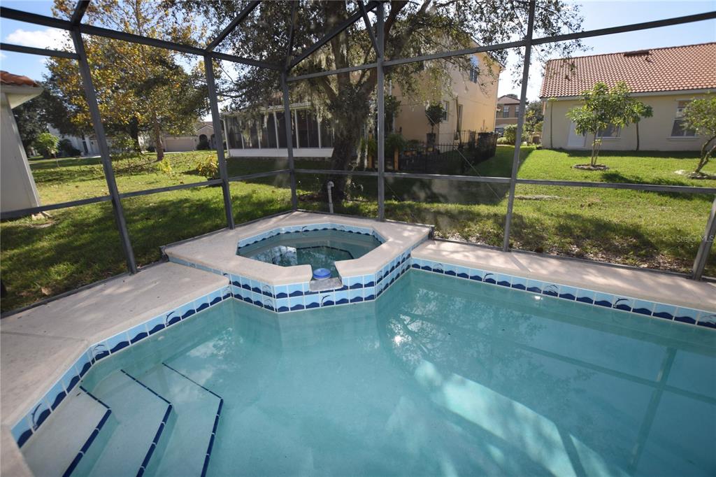 3118 Riachuelo Lane Kissimmee, FL 34744 - Photo 13 of 26 a view of a backyard with table and chairs potted plants and large tree