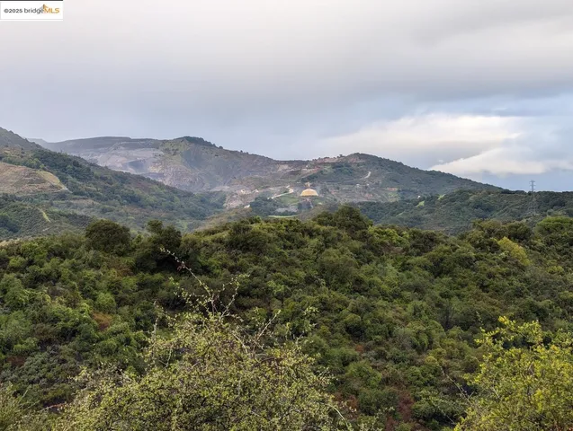 a view of a mountain range with lush green forest