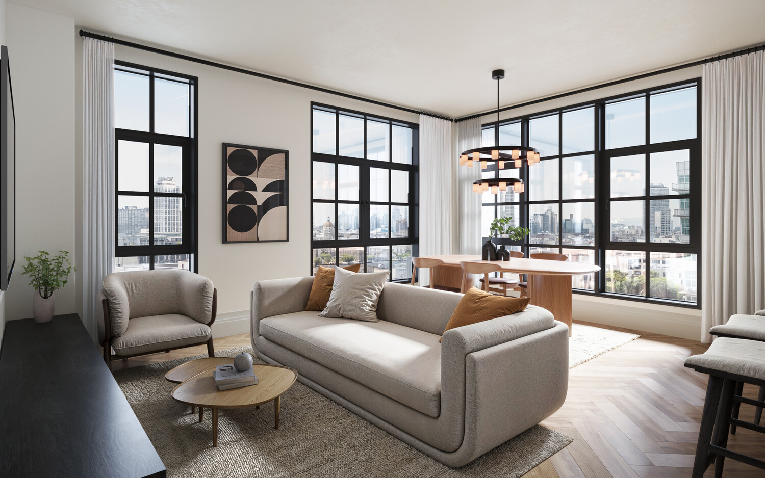 402 Union Avenue, Unit 1 Brooklyn, NY 11211 - Photo 4 of 9 a living room with furniture and a large window