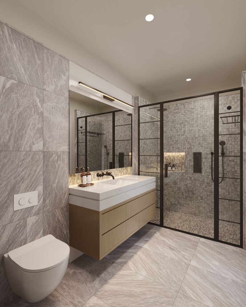 402 Union Avenue, Unit 1 Brooklyn, NY 11211 - Photo 6 of 9 a bathroom with a sink toilet and shower