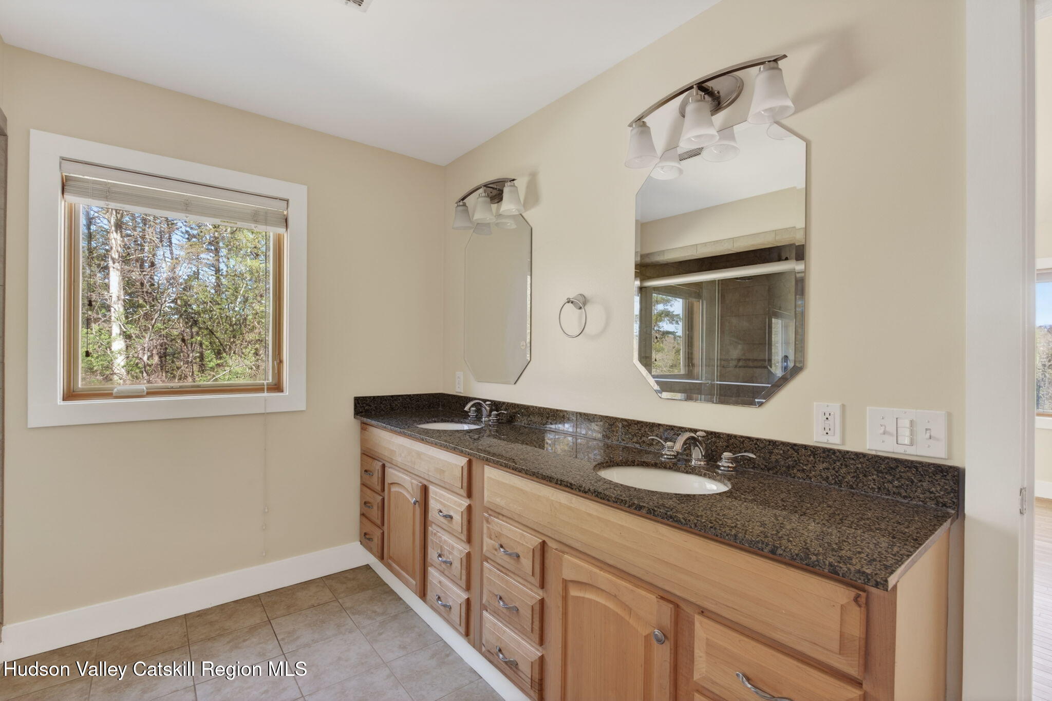 86 Paul Horn Road Catskill, NY 12414 - Photo 29 of 56 a bathroom with a granite countertop sink and a mirror