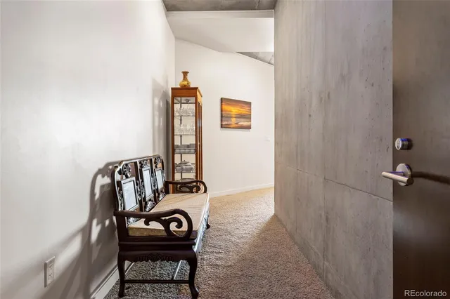 a view of a hallway with front door