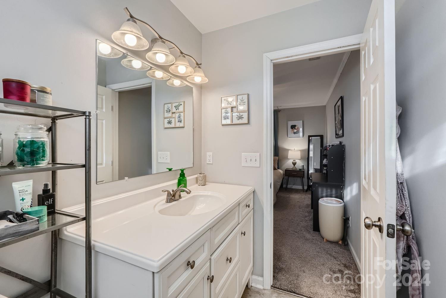 11111 Graybark Road Midland, NC 28107 - Photo 17 of 37 a bathroom with a sink vanity and a mirror