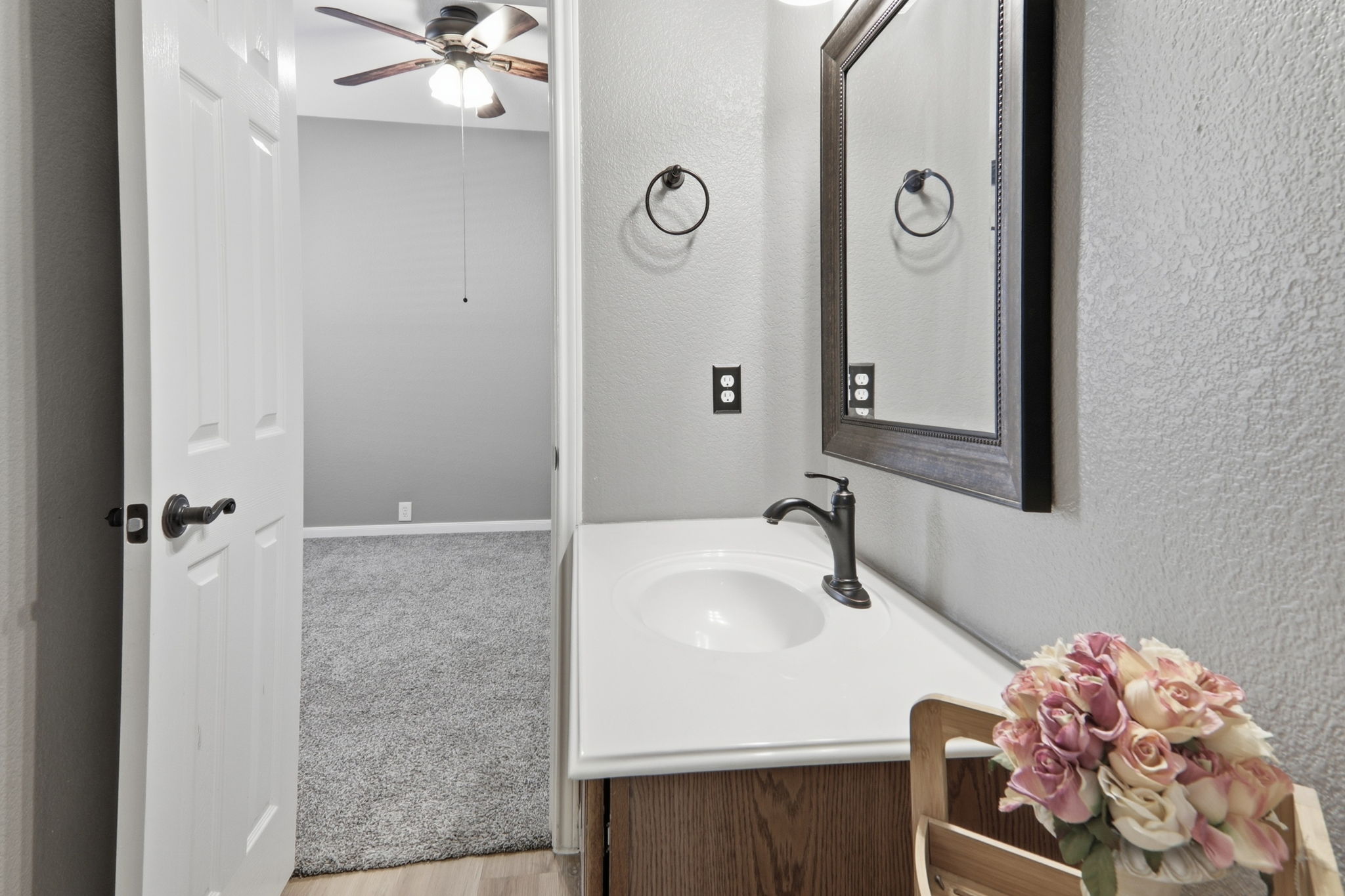 2157 Paradise Ridge Drive Round Rock, TX 78665 - Photo 16 of 34 a bathroom with a sink vanity and mirror