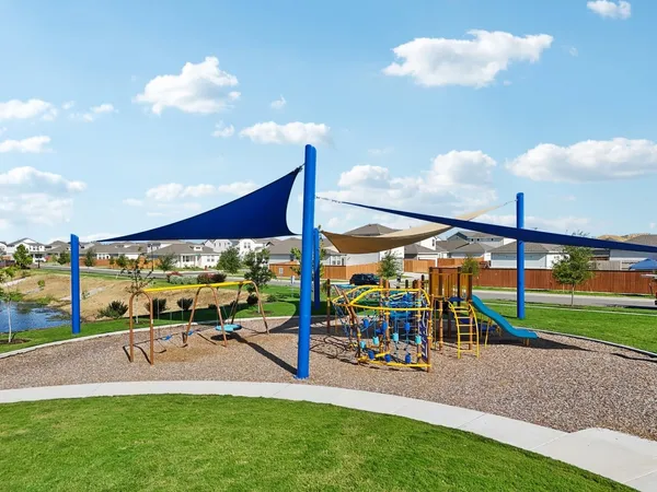 a view of a park with slide