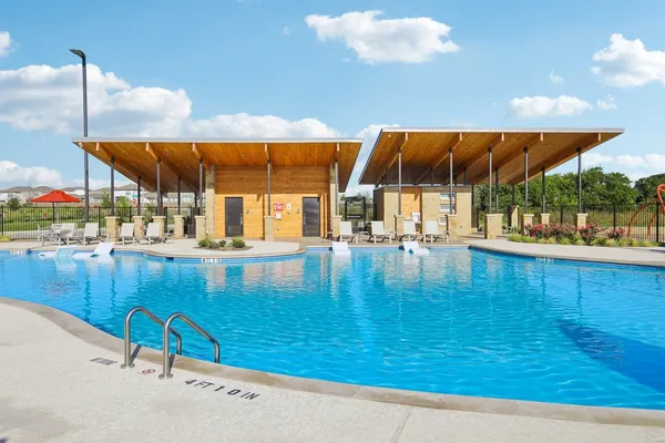 a view of a park with a slide