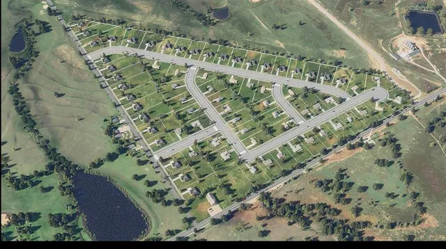 a view of a yard with a forest