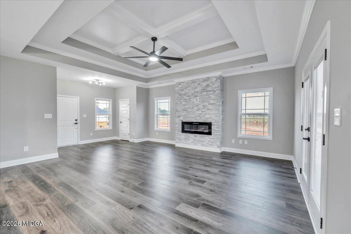 208 Eric Court Byron, GA 31008 - Photo 14 of 57 an empty room with wooden floor fireplace and windows