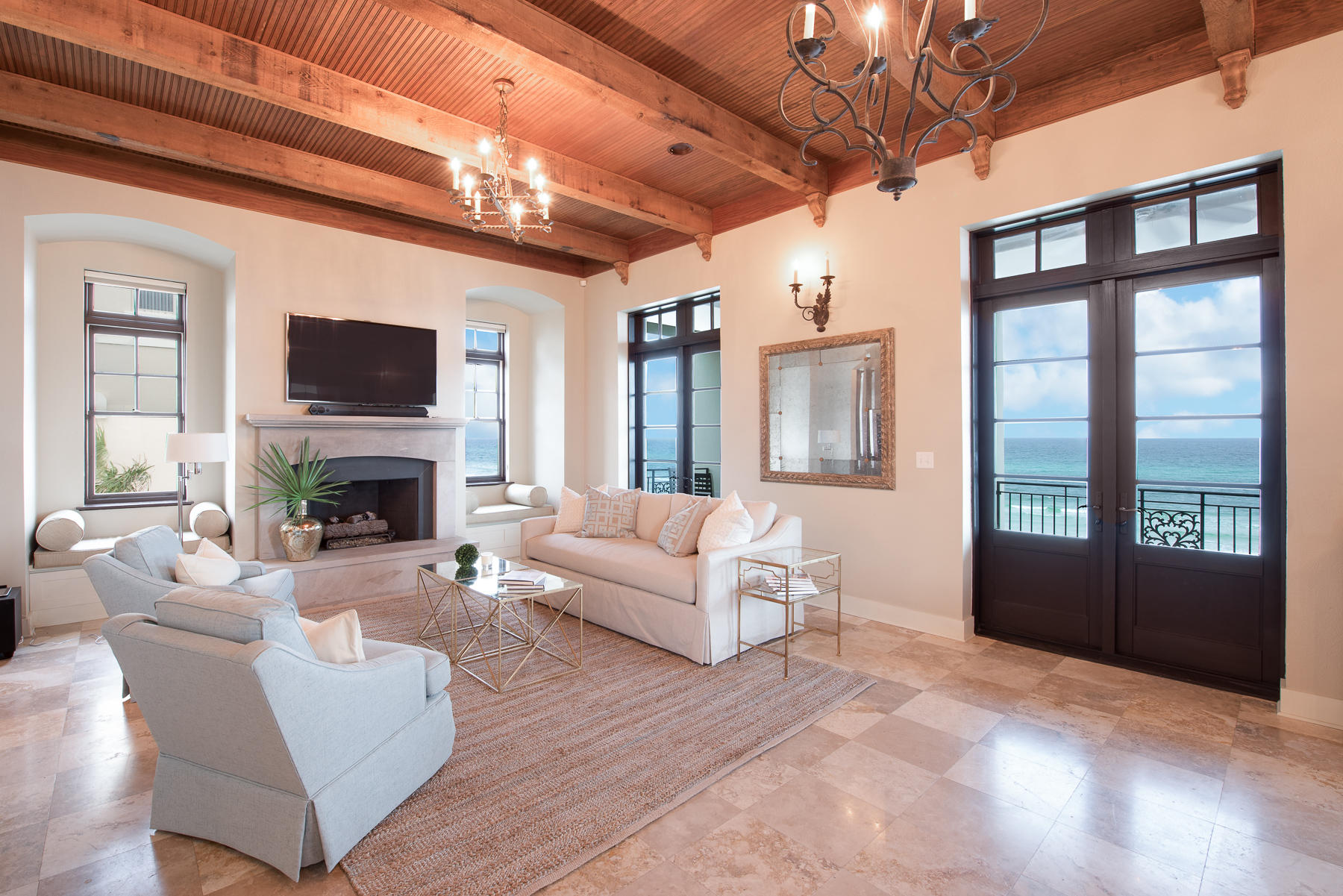 25 Stallworth Boulevard Santa Rosa Beach, FL 32459 - Photo 20 of 38 a living room with furniture a fireplace and a flat screen tv