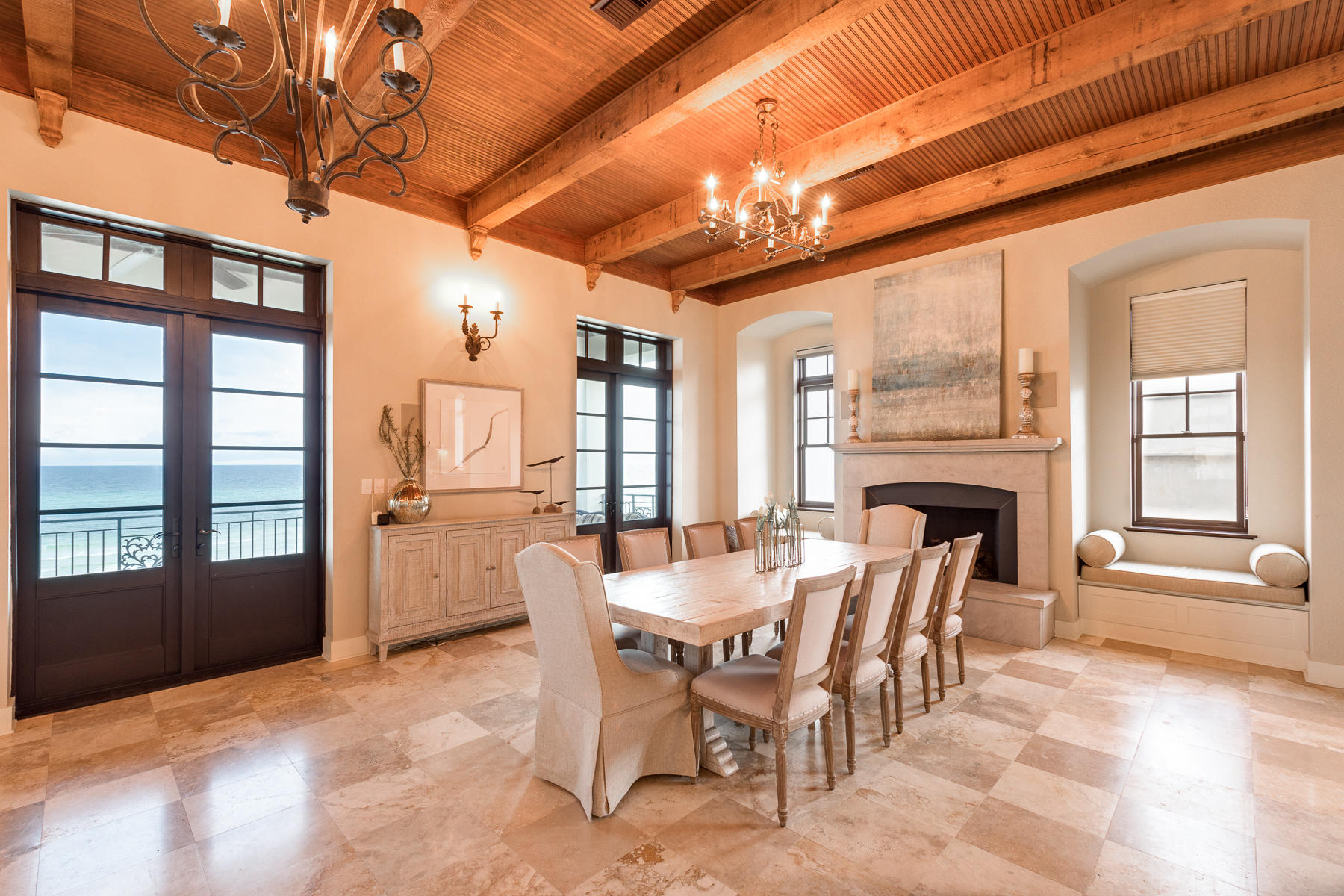 25 Stallworth Boulevard Santa Rosa Beach, FL 32459 - Photo 23 of 38 a dining room with furniture a chandelier and fireplace