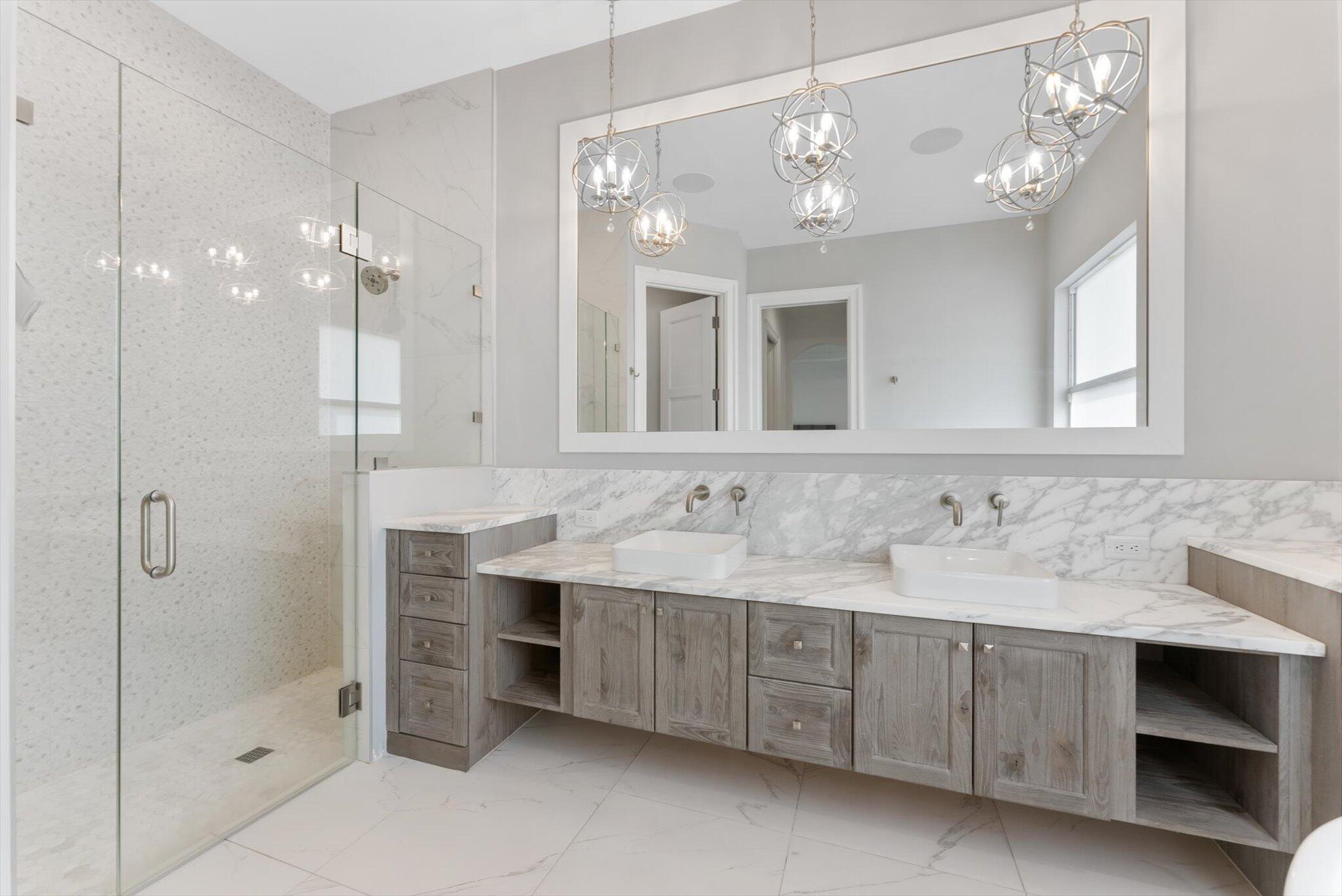 1301 Southwest 15th Street Boca Raton, FL 33486 - Photo 31 of 54 a bathroom with a double vanity sink mirror and shower