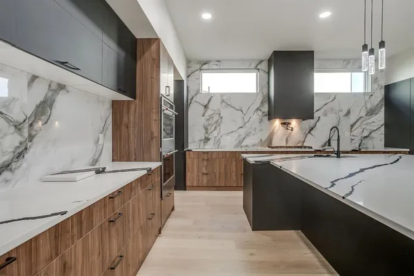 a view of gallery with wooden floor