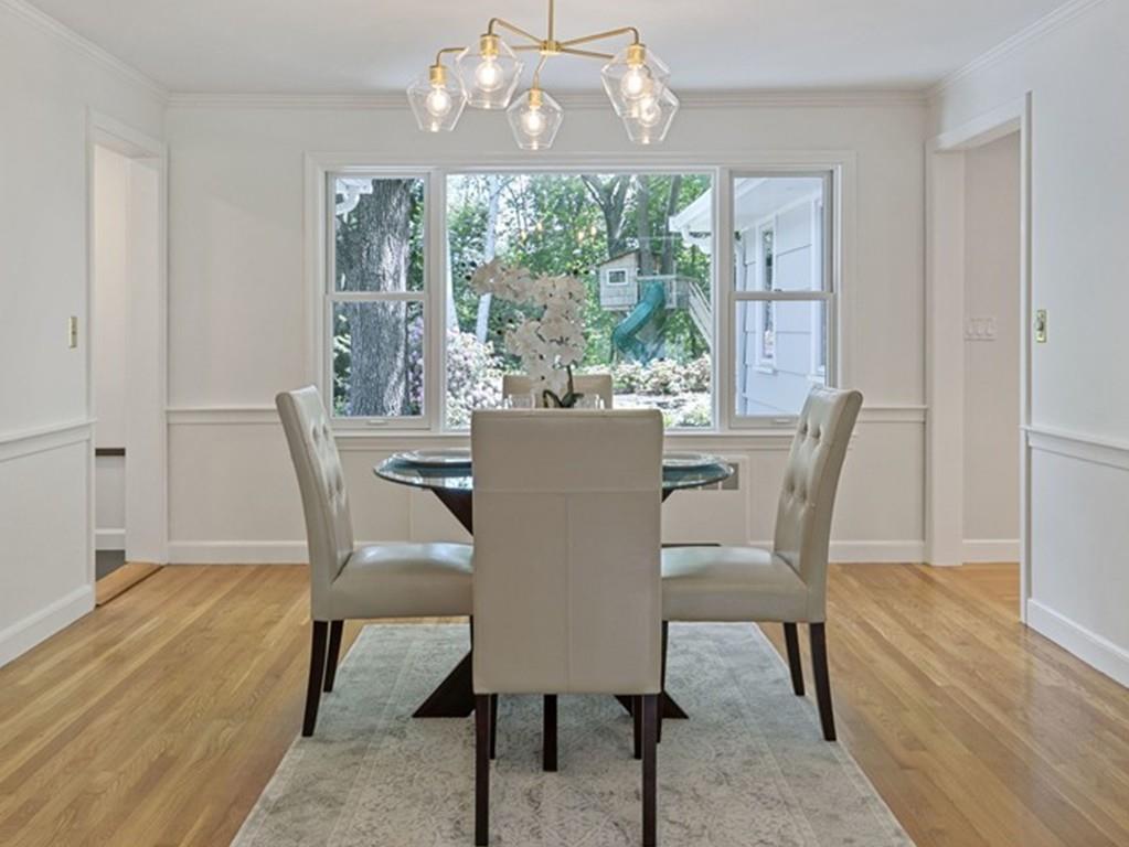 9 Baskin Road Lexington, MA 02421 - Photo 8 of 39 a view of a dining room with furniture window and wooden floor
