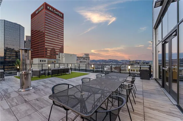 a balcony with city view