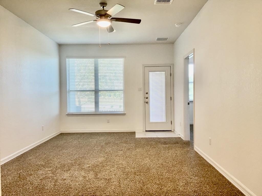 18005 Pomelo Lane, Unit A Pflugerville, TX 78660 - Photo 22 of 28 an empty room with chandelier fan and windows