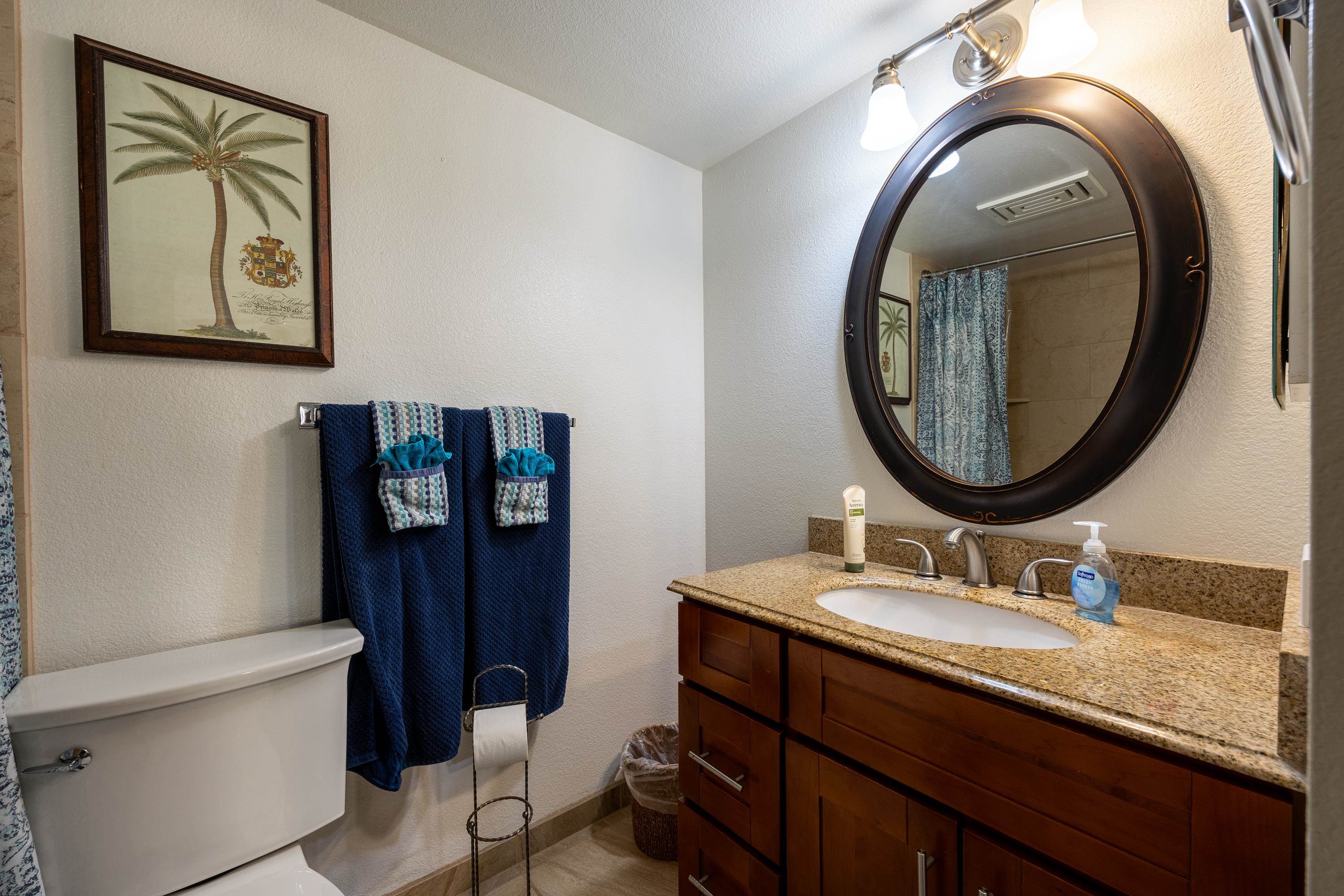 2695 South Kihei Road, Unit 9209 Kihei, HI 96753 - Photo 11 of 50 a bathroom with a granite countertop double vanity sink and a mirror
