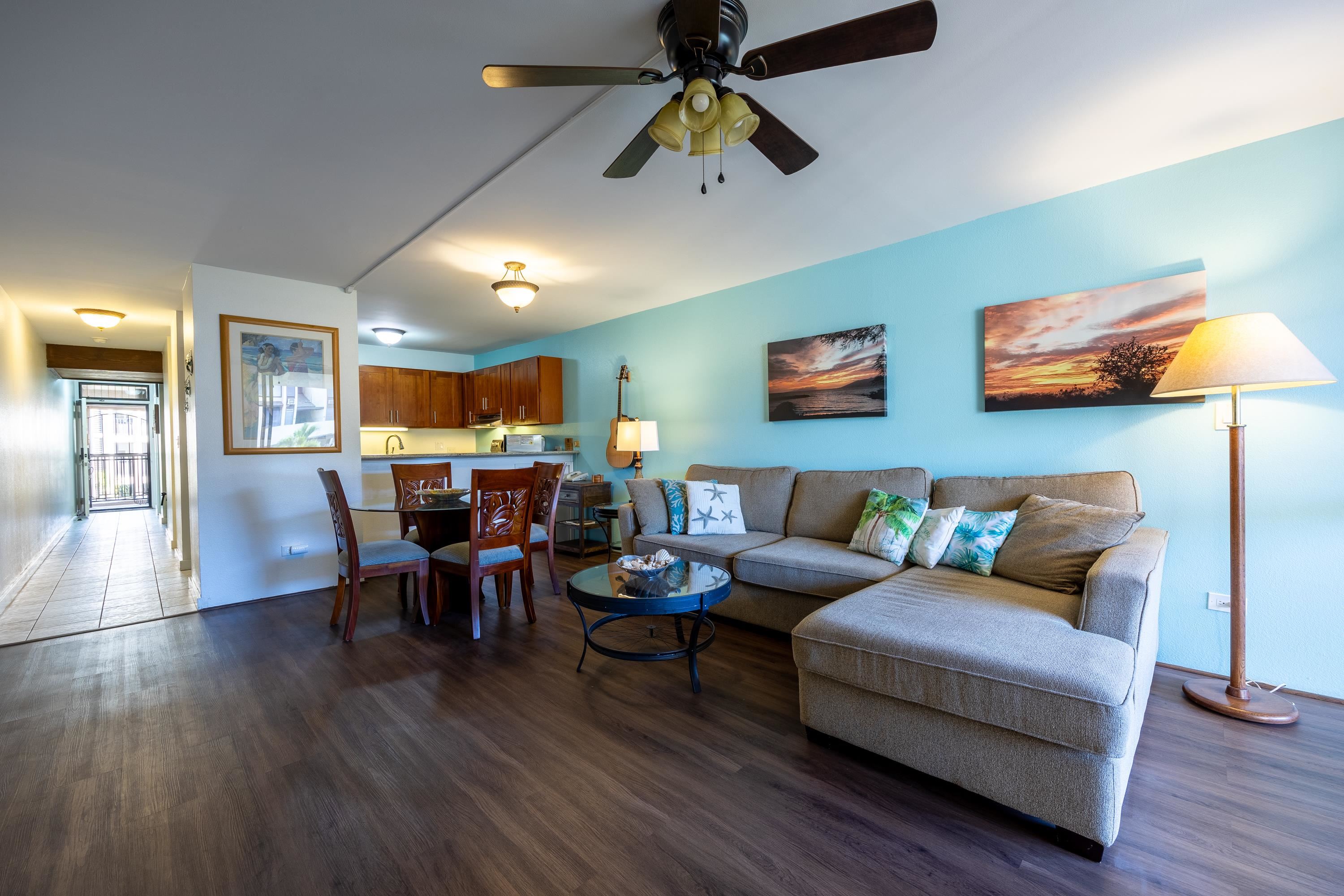 2695 South Kihei Road, Unit 9209 Kihei, HI 96753 - Photo 18 of 50 a living room with furniture kitchen view and a wooden floor