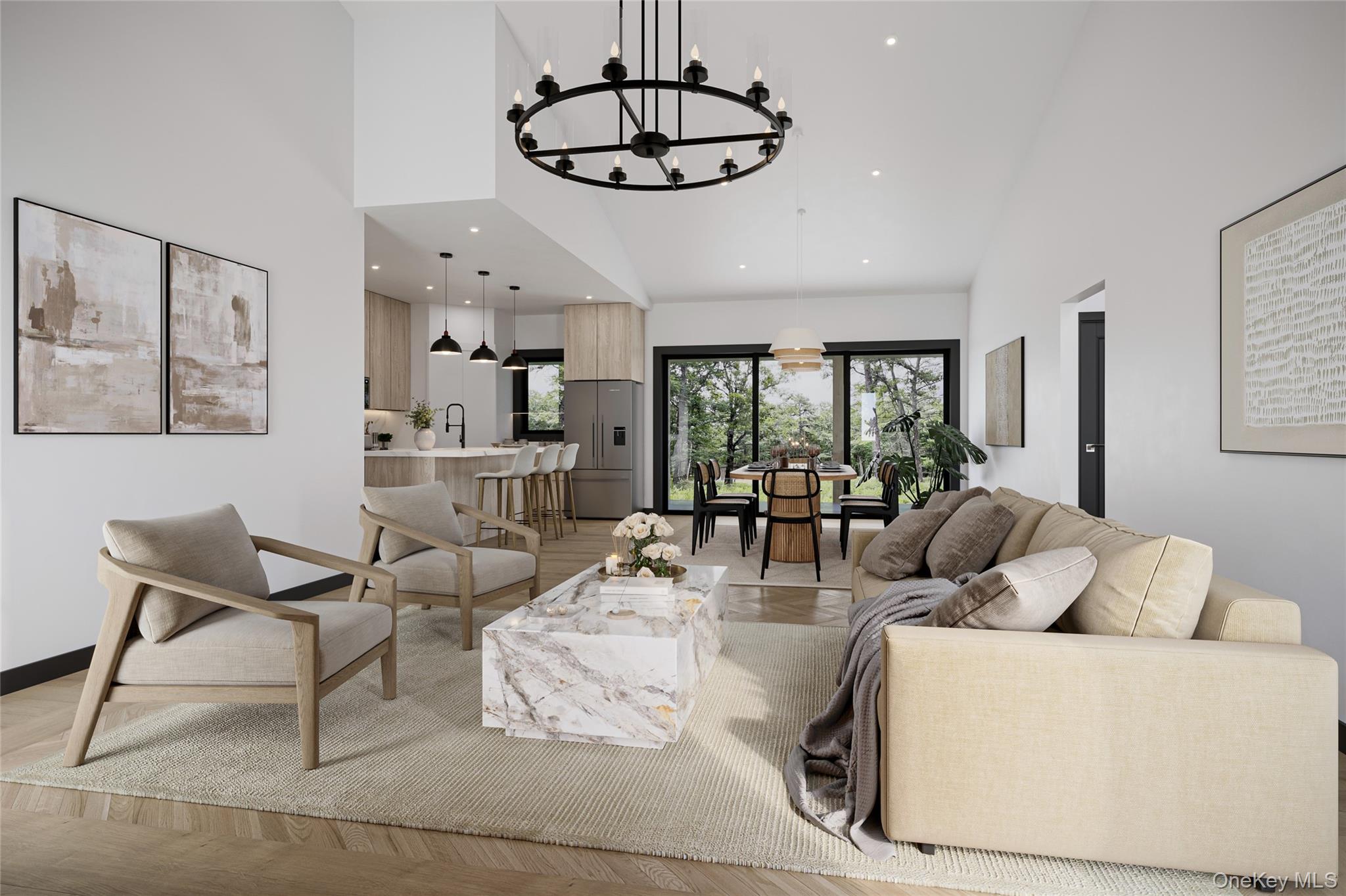 273 Crystal Lake Road White Lake, NY 12786 - Photo 4 of 11 a living room with furniture a chandelier and a dining table