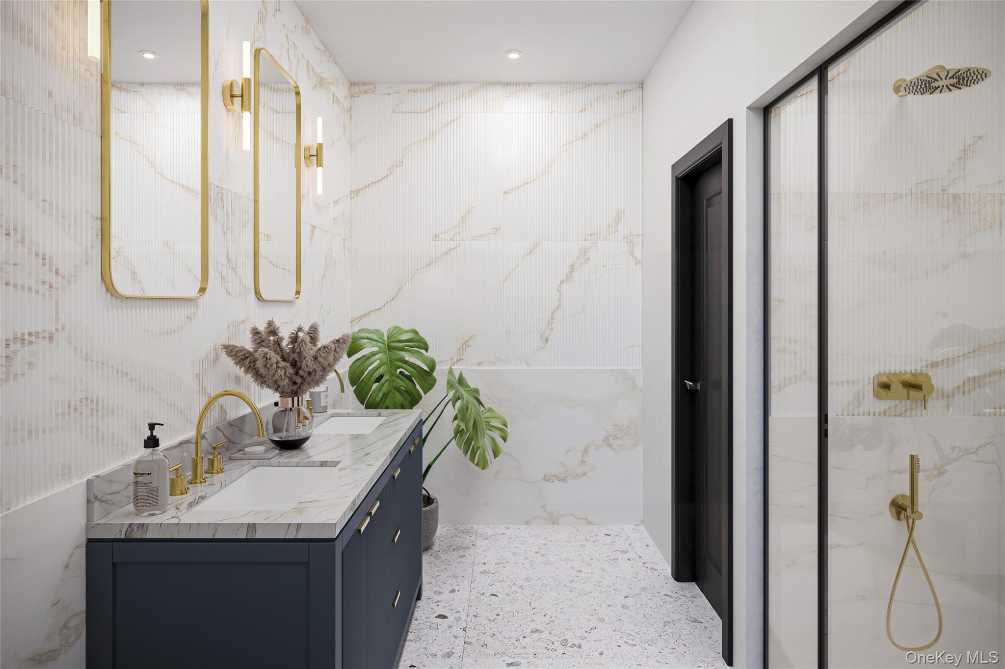273 Crystal Lake Road White Lake, NY 12786 - Photo 9 of 11 a bathroom with a granite countertop sink a mirror and a shower