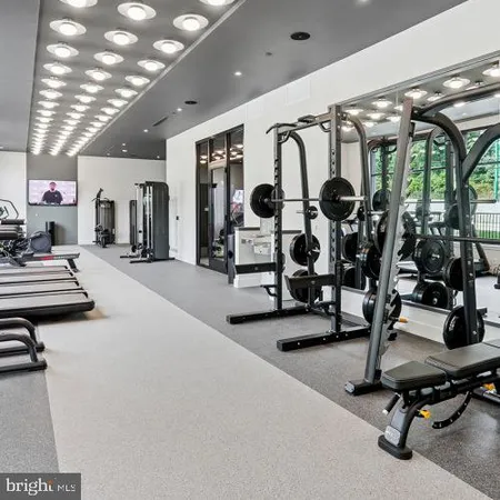 a view of a room with gym equipment