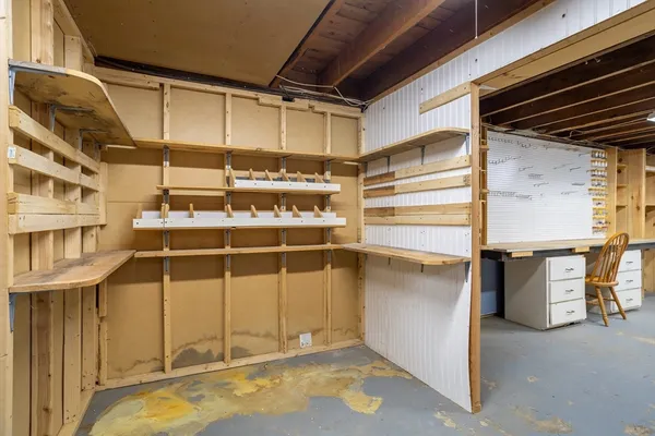 a view of a room with rack on the wall