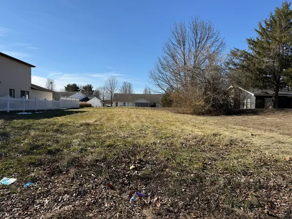 a view of a yard with a house
