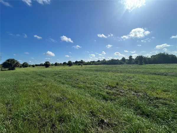 a yard with lots of green space and a lake view