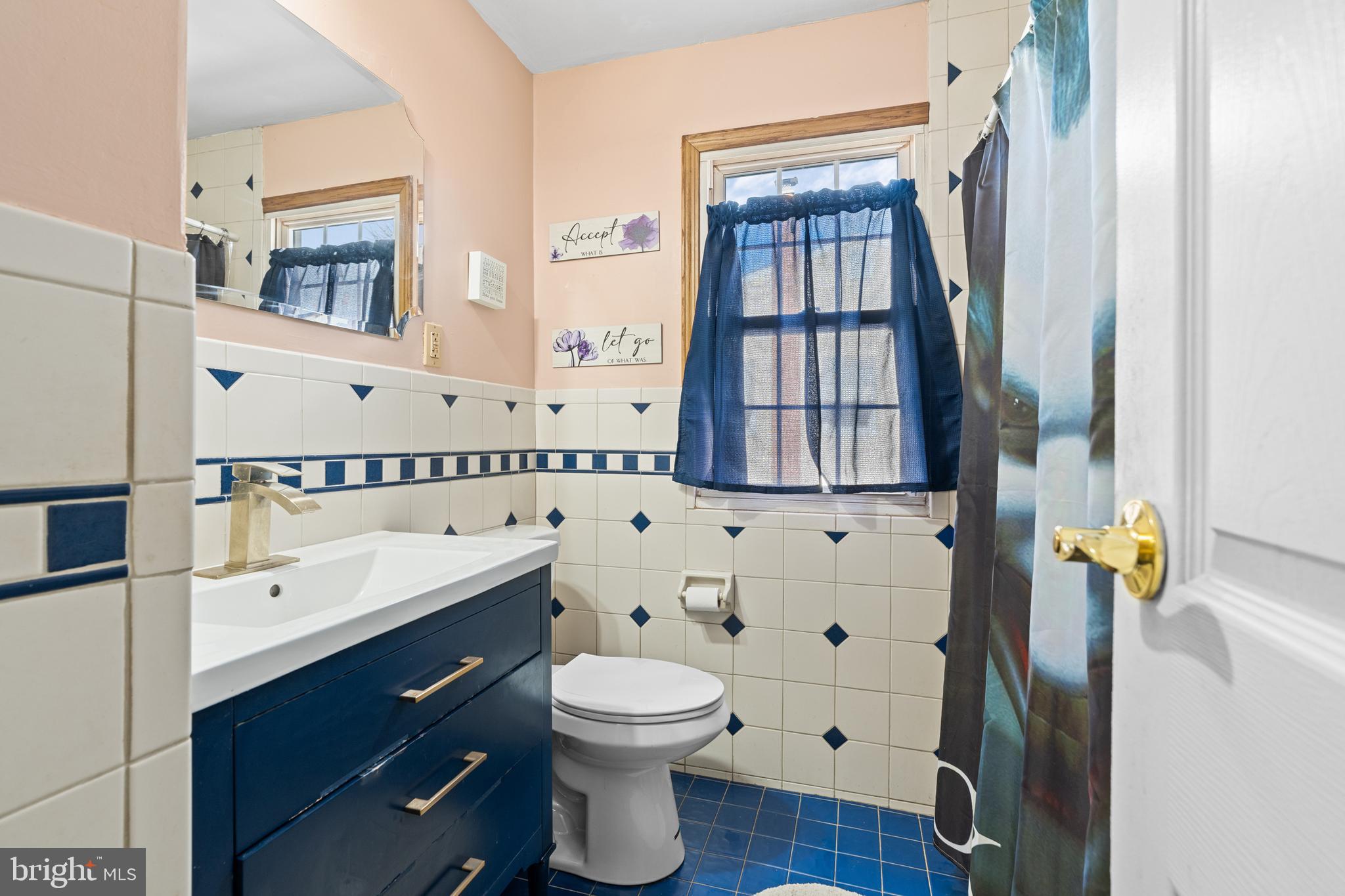 1614 Blackrock Road Swarthmore, PA 19081 - Photo 20 of 31 a bathroom with a sink a toilet and a mirror