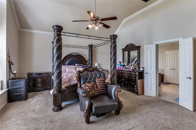 a bedroom with furniture