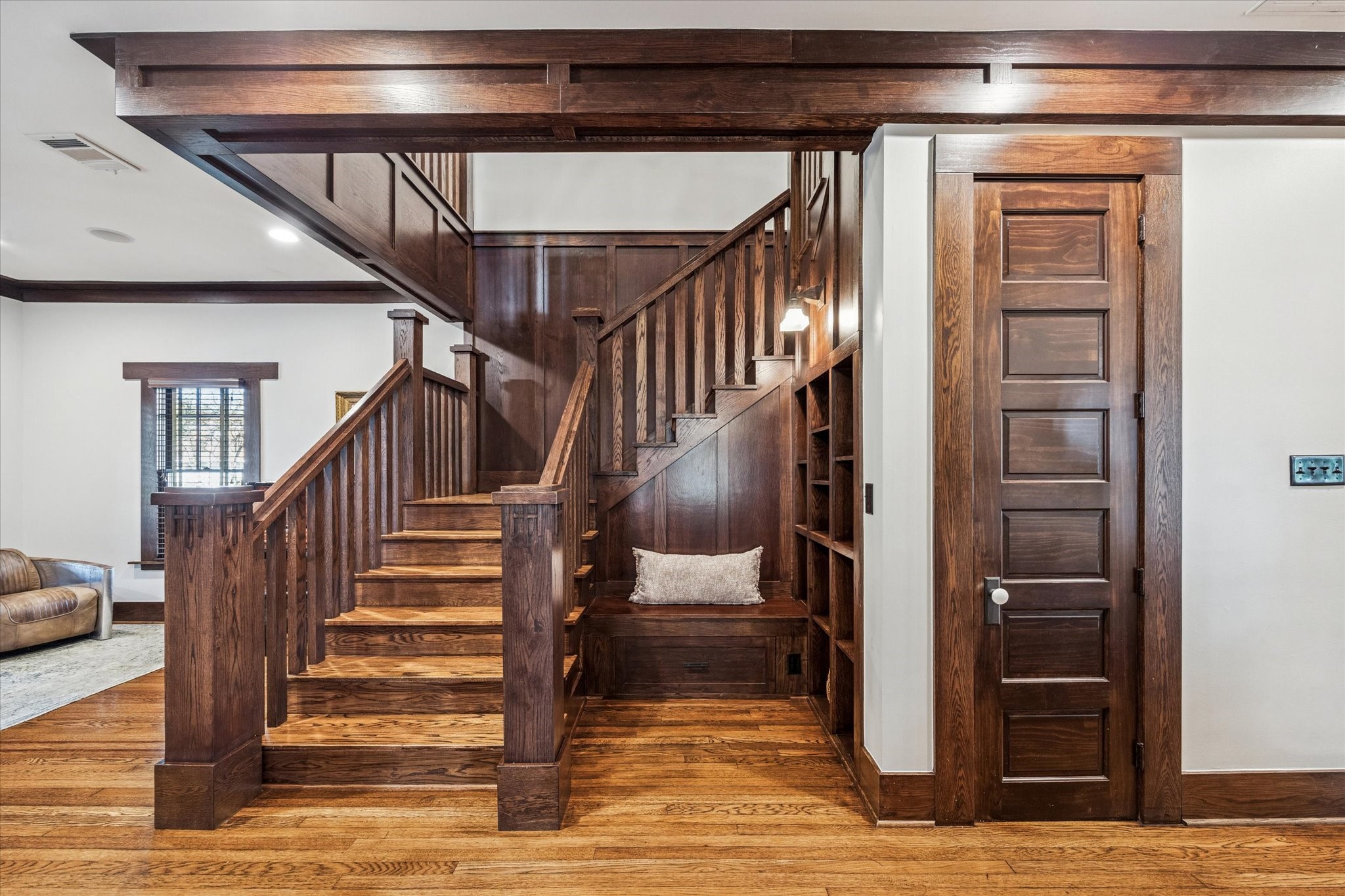 512 Archer Street Houston, TX 77009 - Photo 19 of 40 There is beautiful, detailed millwork throughout the home. The bench features built-in storage and shelving to display your favorite items.